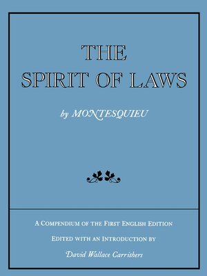 cover image of The Spirit of Laws
